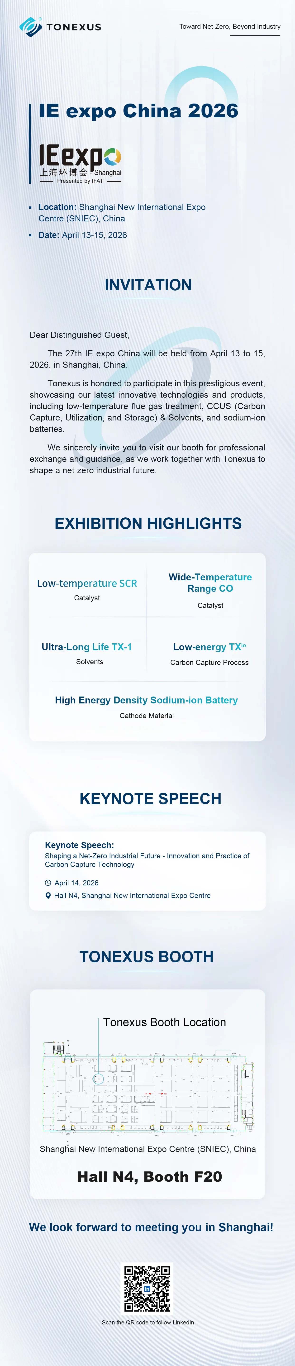 Exhibition Preview | TONEXUS Invites You to Join Us at IE expo China 2026 and Shape the Future of Net-Zero Industry Together! Image